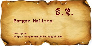 Barger Melitta névjegykártya
